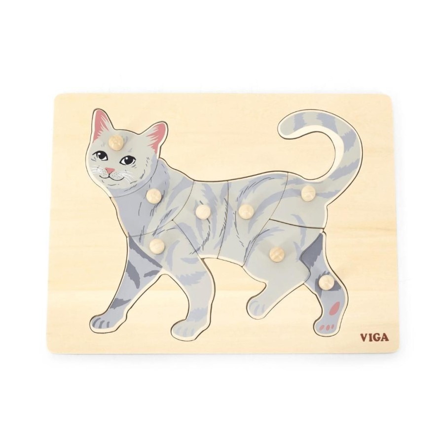 Wooden Toys Viga Animals | Montessori Wooden Puzzle-Cat