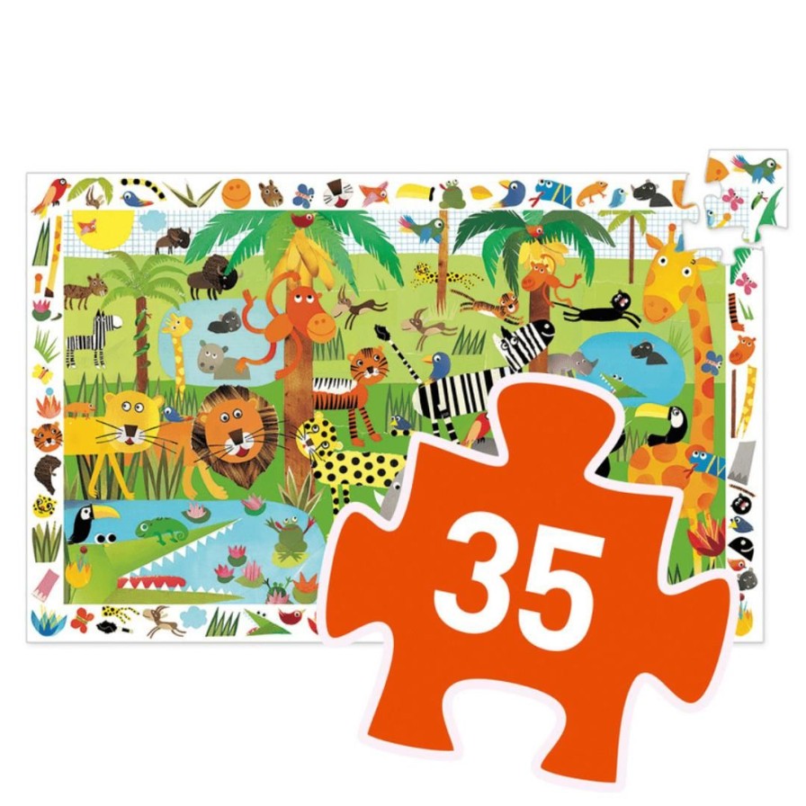 Wooden Toys Djeco Fine Motor Skills | Jungle Observation Puzzle-35 Pieces