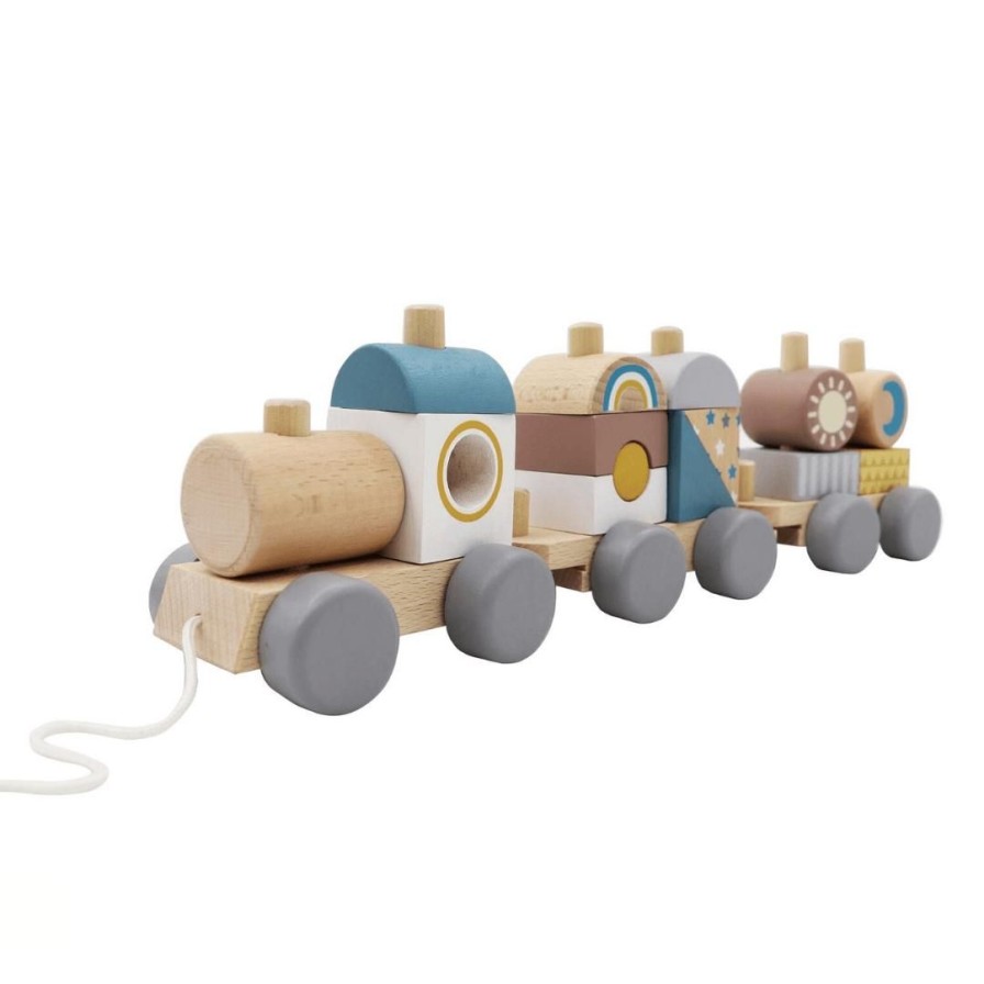 Wooden Toys Kaper Kidz Cars & Trucks | Pull Along Stacking Block Train