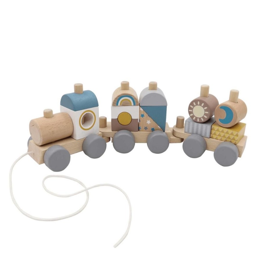 Wooden Toys Kaper Kidz Cars & Trucks | Pull Along Stacking Block Train