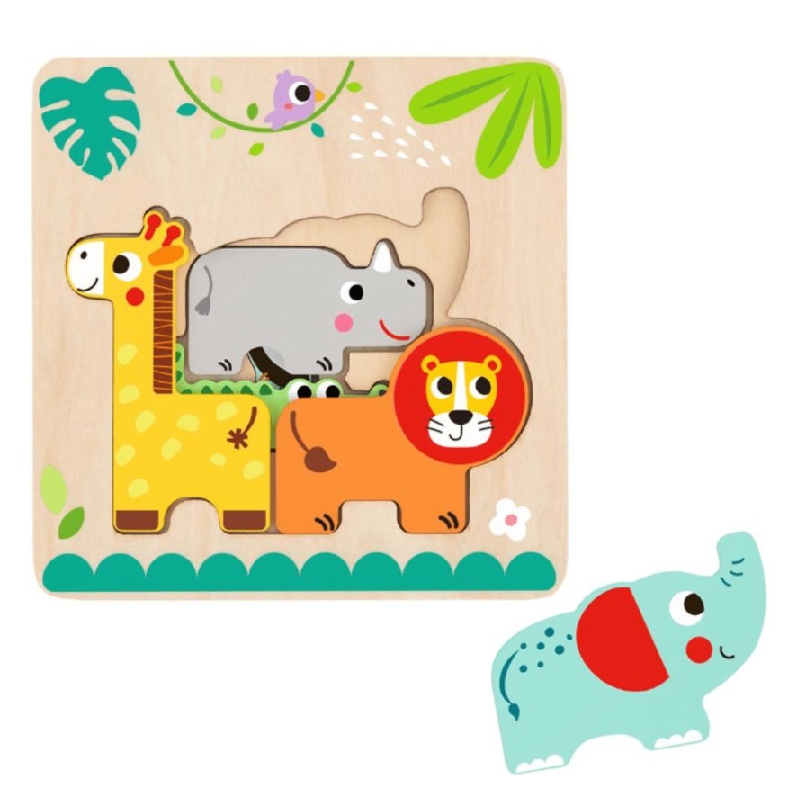 Wooden Toys Tooky Toy Animal Puzzles | Wooden Layered Jungle Animal Puzzle