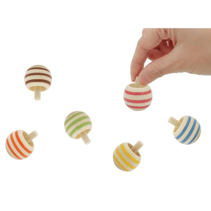 Wooden Toys Fun Factory Shapes & Colours | Wooden Flip Over Spinning Tops