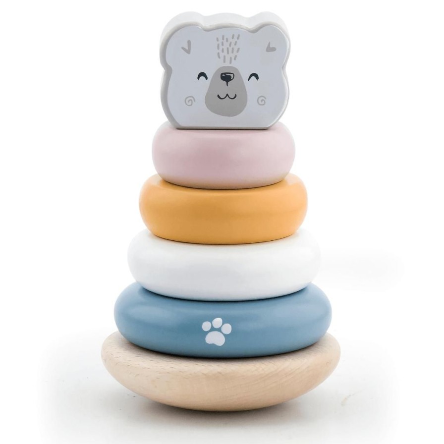 Wooden Toys Viga Stacking Toys | Polar Bear Pastel Ring Stacker