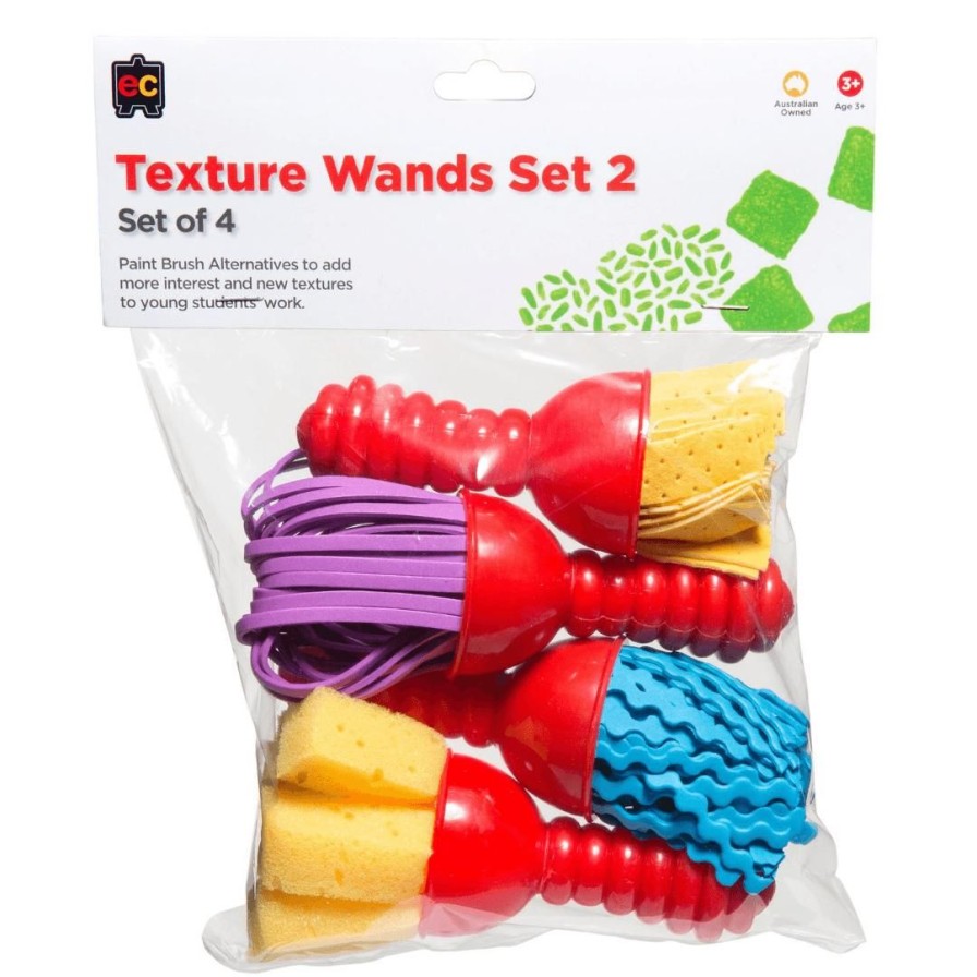 Wooden Toys ed.vantage Gross Motor Skills | Texture Paint Brushes-Set Of 4