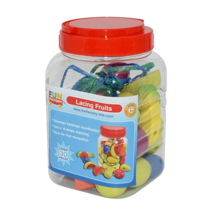 Wooden Toys Fun Factory Montessori Toys | Lacing Fruit In A Jar-34 Pce