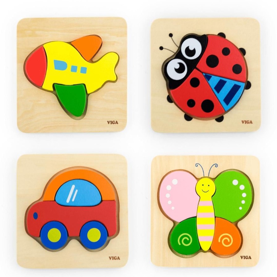 Wooden Toys Viga Animal Puzzles | Mini Block Puzzle-Bear