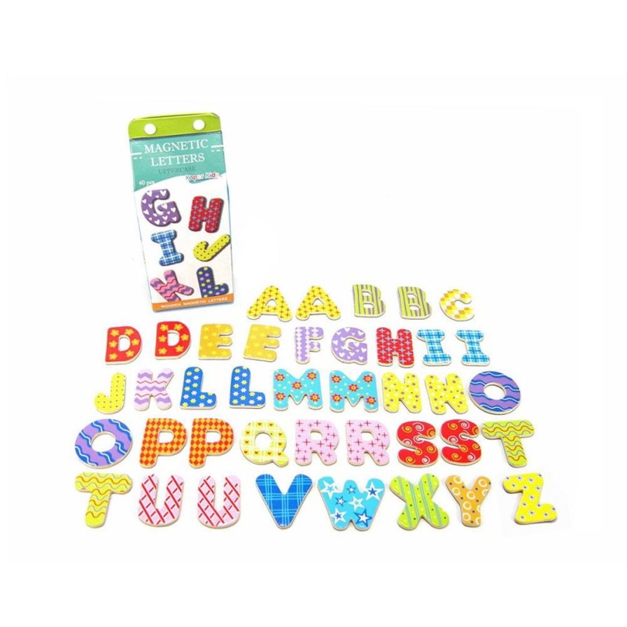 Wooden Toys Kaper Kidz Shapes & Colours | Magnetic Uppercase Letters In A Milk Carton