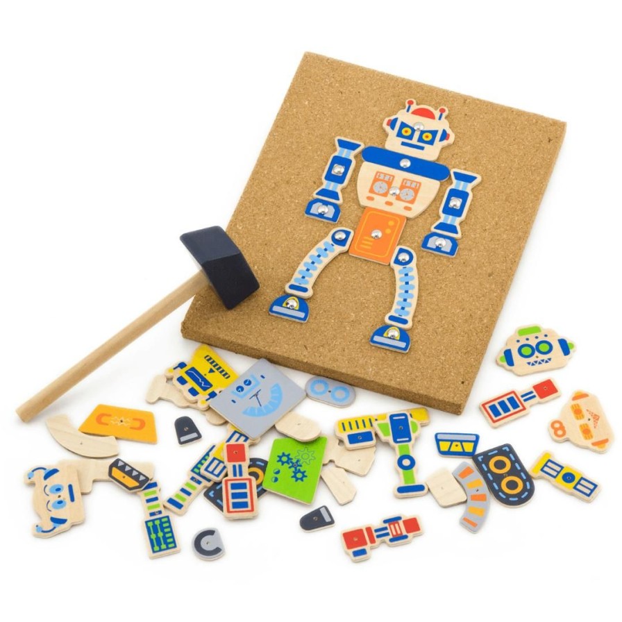 Wooden Toys Viga Fine Motor Skills | Tap Tap Set-Robot