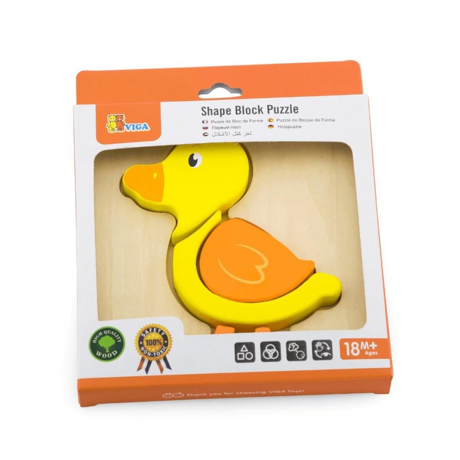 Wooden Toys Viga Montessori Toys | Mini Block Puzzle-Duck