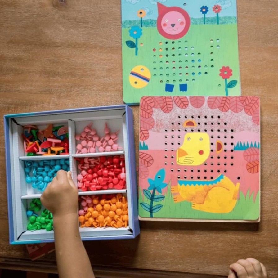 Wooden Toys Djeco Fine Motor Skills | Animo Mosaico-Pattern Peg Board