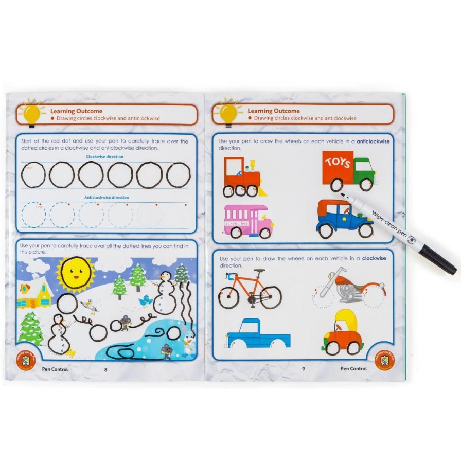 Wooden Toys ed.vantage Numeracy | Wipe-Clean Learning Book-Pen Control