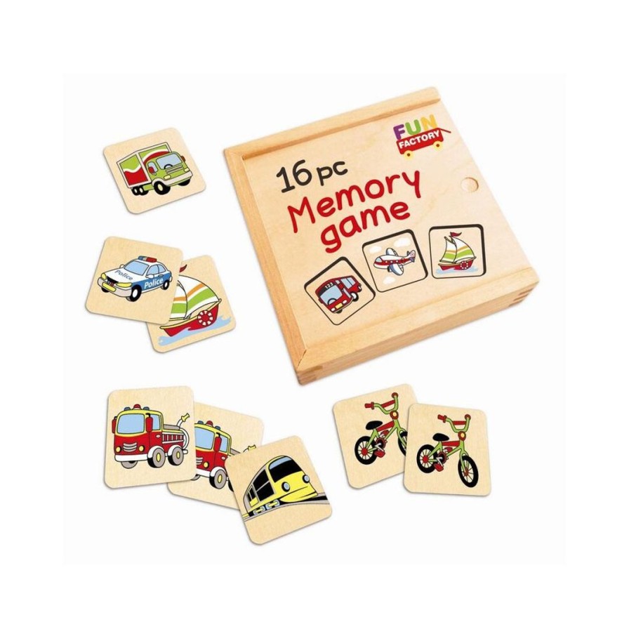 Wooden Toys Fun Factory Board Games & Activities | Transport Memory Game-16 Piece