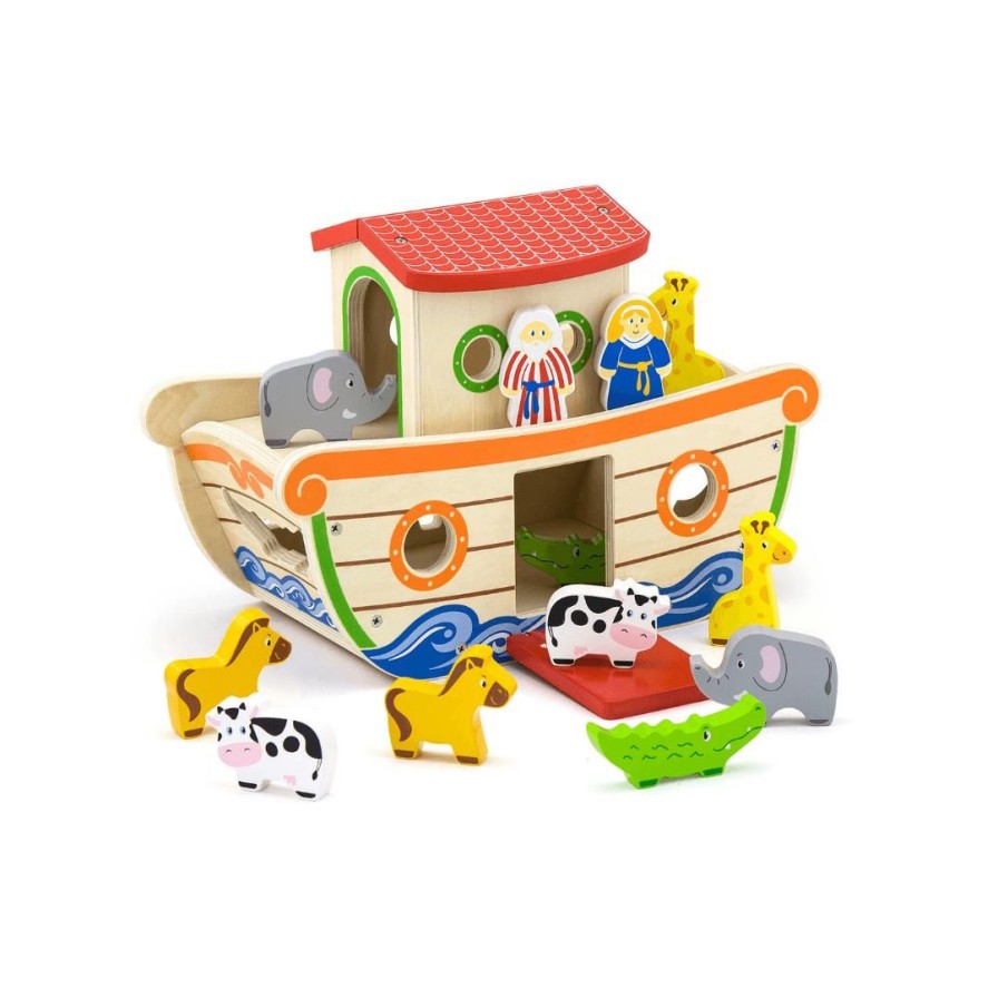 Wooden Toys Viga Baby & Toddler Puzzles | Noah'S Ark Shape Sorter With Chunky Animals