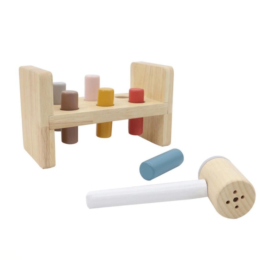 Wooden Toys Kaper Kidz Baby & Toddler Puzzles | Hammering Bench With Squeaking Hammer