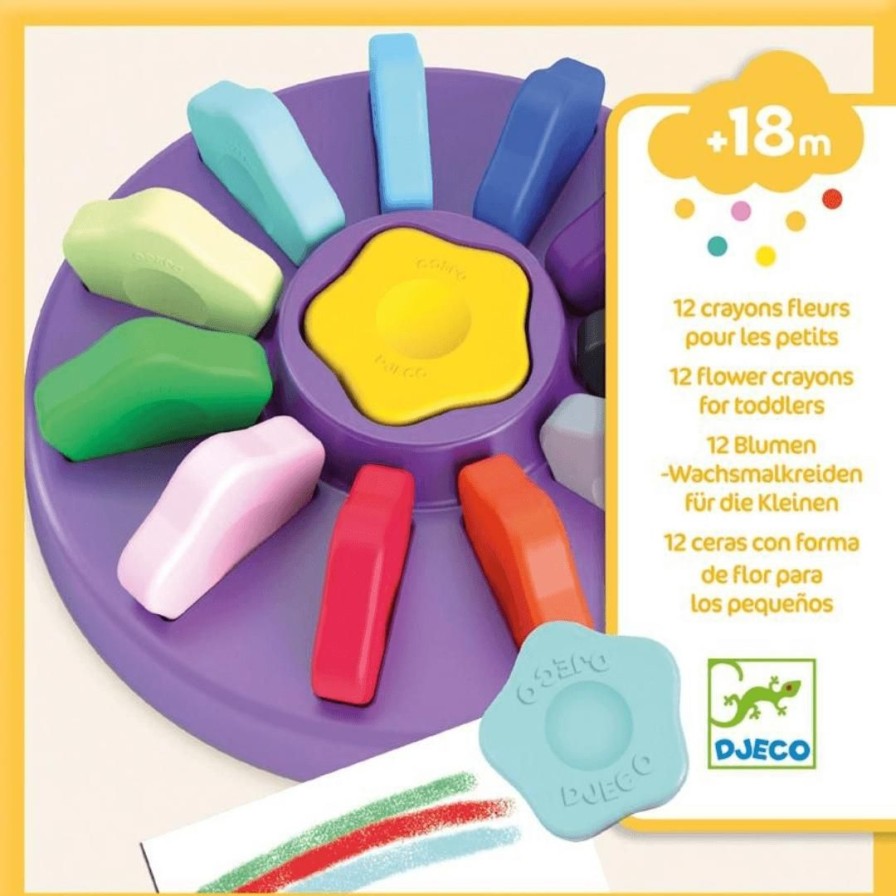 Wooden Toys Djeco Baby & Toddler Puzzles | Toddler Flower Crayons-Set Of 12