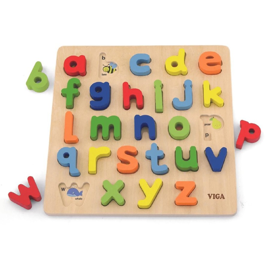 Wooden Toys Viga Montessori Toys | Lower Case Alphabet Block Puzzle