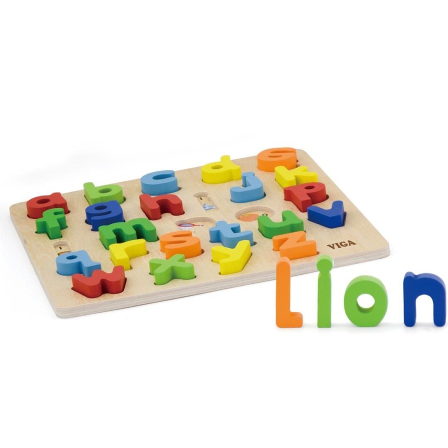 Wooden Toys Viga Montessori Toys | Lower Case Alphabet Block Puzzle