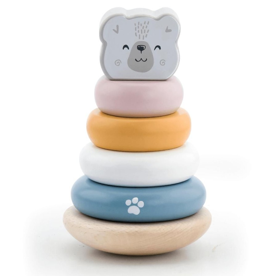 Wooden Toys Viga Fine Motor Skills | Polar Bear Pastel Ring Stacker