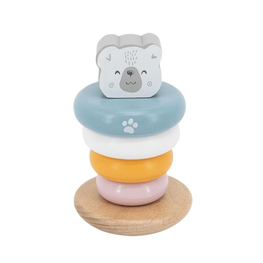 Wooden Toys Viga Fine Motor Skills | Polar Bear Pastel Ring Stacker