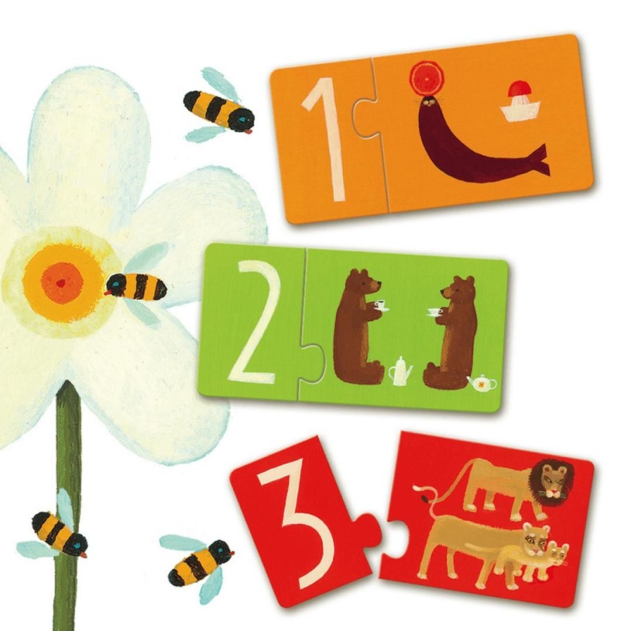 Wooden Toys Djeco Numeracy | Duo Number Puzzles-Set Of 10 Puzzles