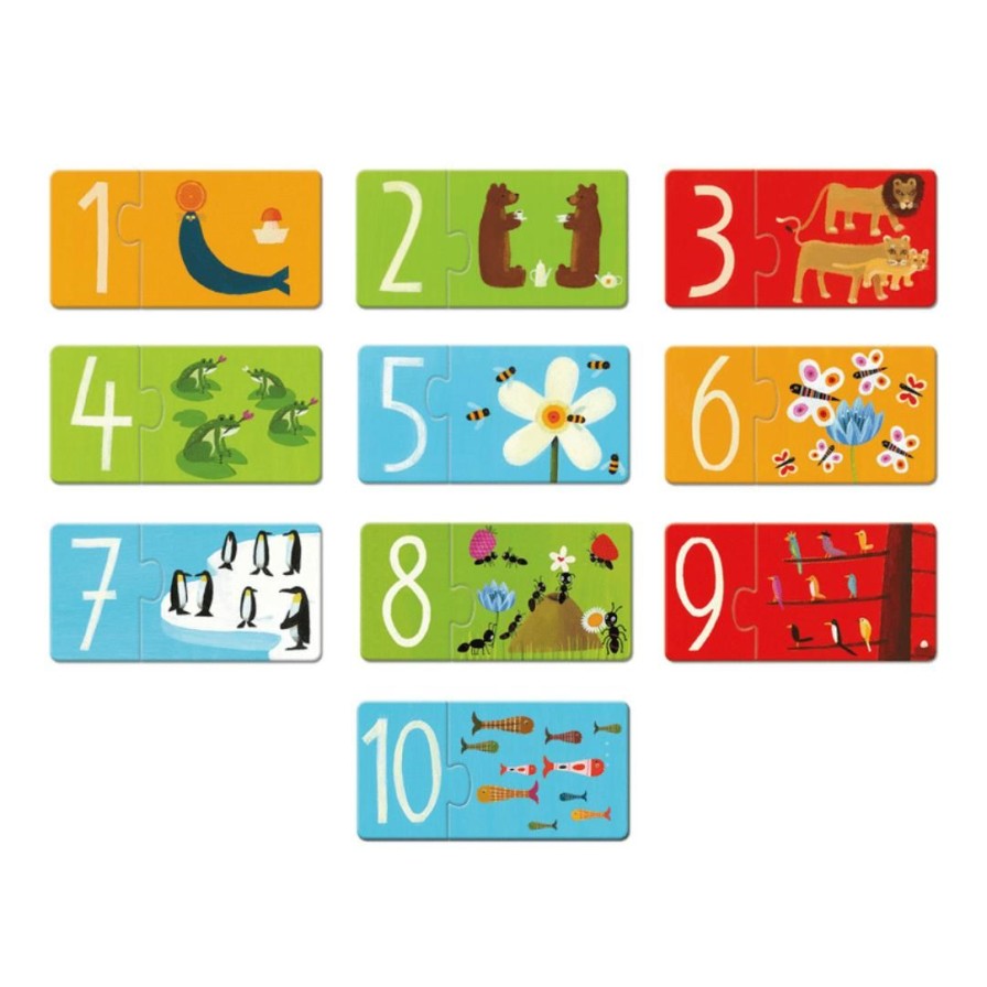 Wooden Toys Djeco Numeracy | Duo Number Puzzles-Set Of 10 Puzzles