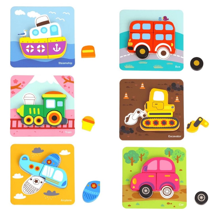 Wooden Toys Tooky Toy Puzzles | Set Of 6 Vehicle Puzzles