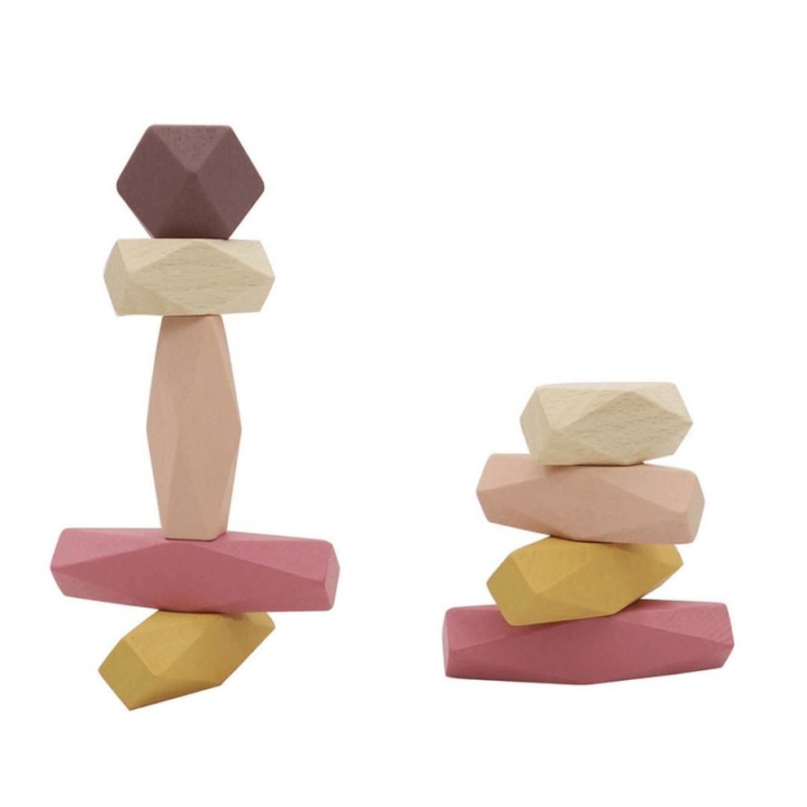 Wooden Toys Kaper Kidz Building Blocks | Pastel Balancing Wooden Stacking Stones