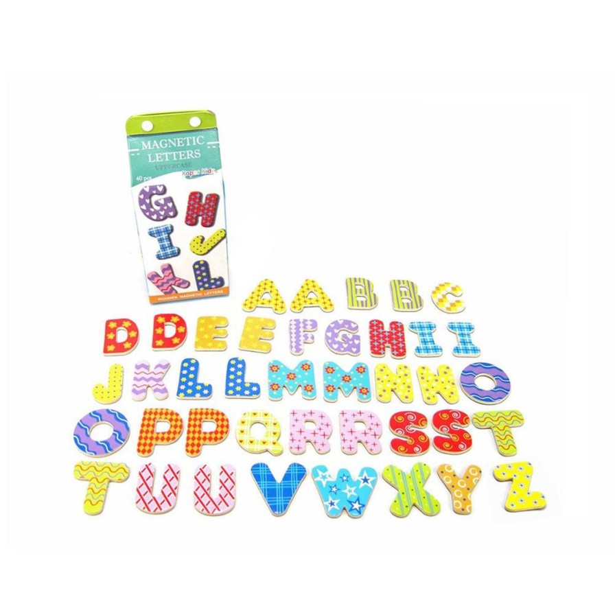 Wooden Toys Kaper Kidz Literacy Toys | Magnetic Uppercase Letters In A Milk Carton