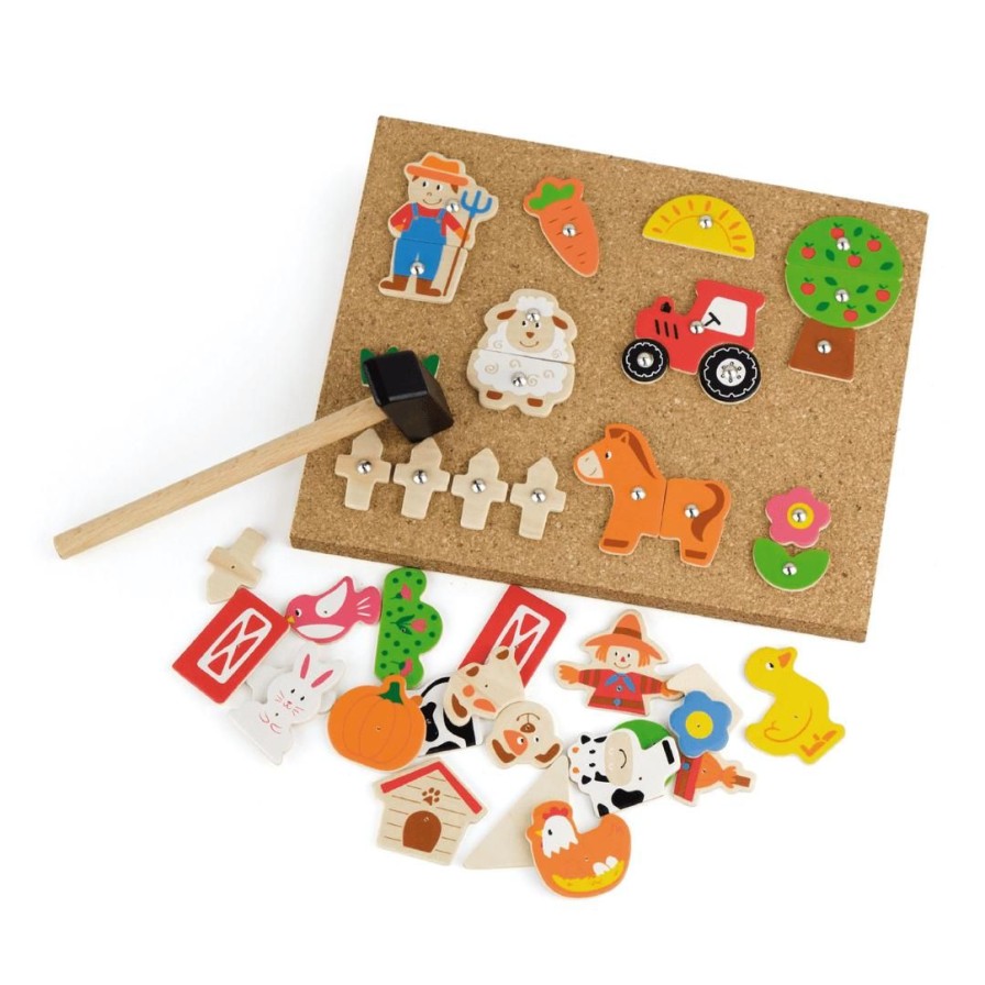 Wooden Toys Viga Fine Motor Skills | Tap Tap Set-Farm