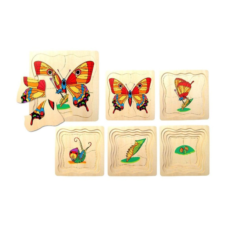 Wooden Toys Fun Factory Animals | Wooden Butterfly Lifecycle Puzzle-5 Layer