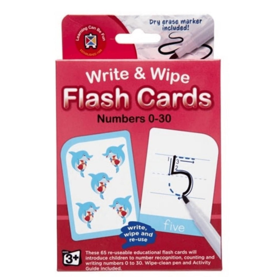 Wooden Toys ed.vantage Numeracy | Numbers 0-30 Flash Cards-Write & Wipe With Marker