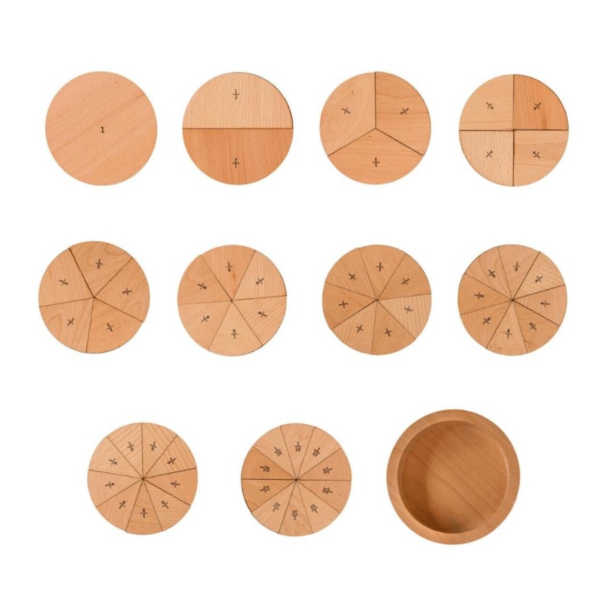 Wooden Toys Freckled Frog Montessori Toys | Layered Fraction Puzzle