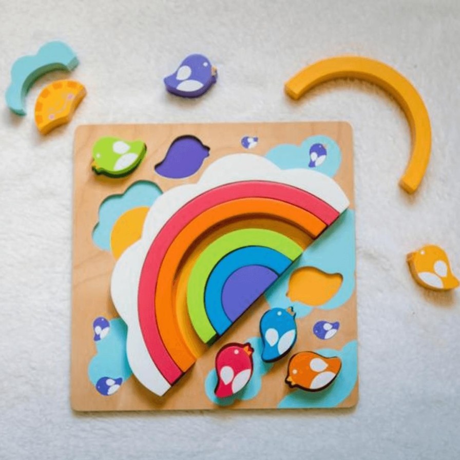 Wooden Toys Kiddie Connect Animal Puzzles | Rainbow & Sun Bird Puzzle