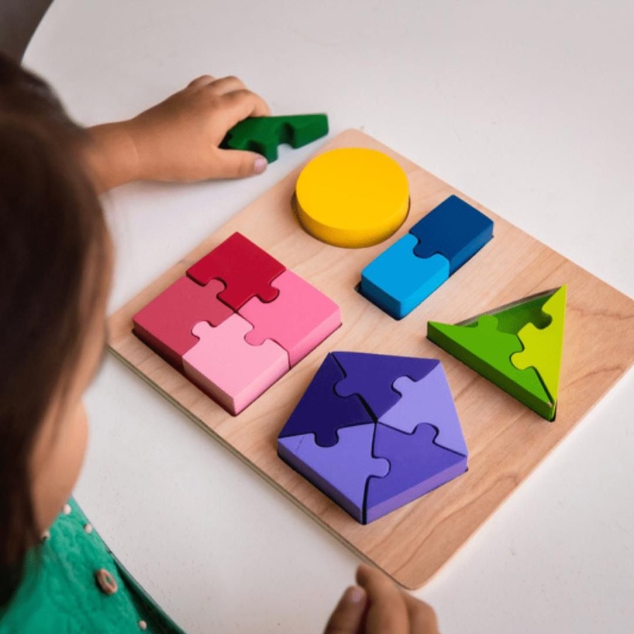 Wooden Toys Kaper Kidz Jigsaw Puzzles | Chunky Jigsaw Shape Fraction Puzzle