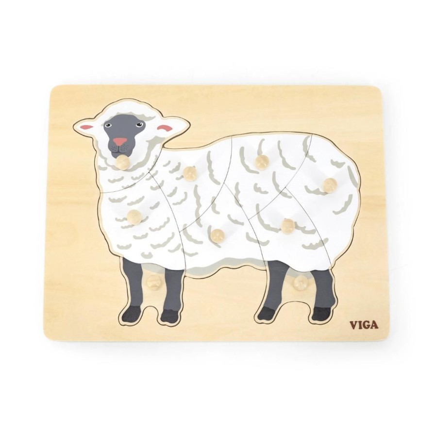 Wooden Toys Viga Fine Motor Skills | Montessori Wooden Puzzle-Sheep