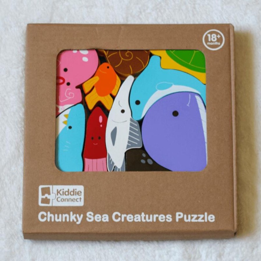 Wooden Toys Kiddie Connect Baby & Toddler Puzzles | Animals In The Ocean Chunky Puzzle