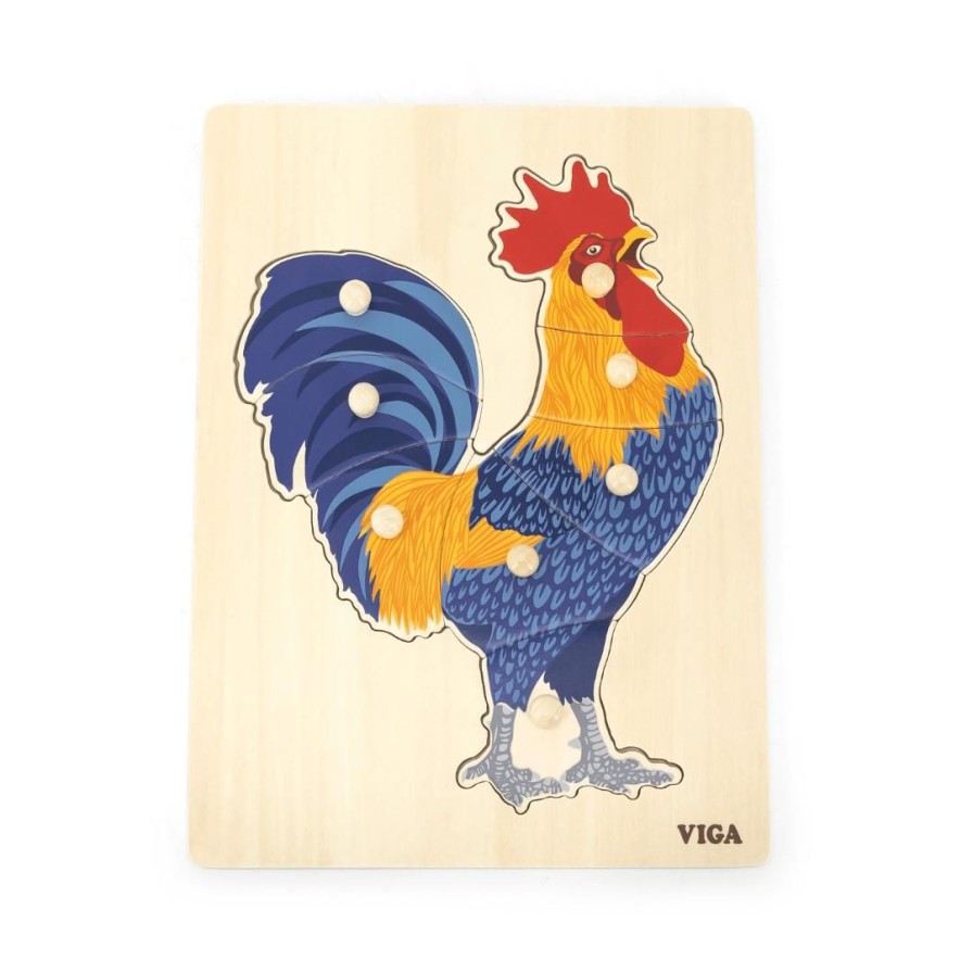 Wooden Toys Viga Fine Motor Skills | Montessori Wooden Puzzle-Rooster