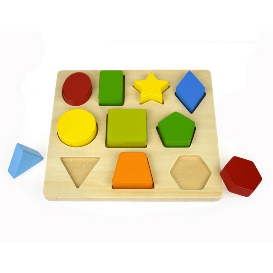 Wooden Toys Kaper Kidz Puzzles | 10 Shape Wooden Chunky Puzzle