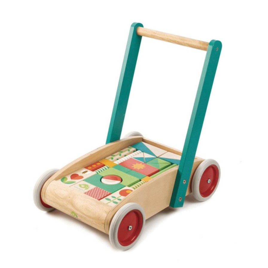 Wooden Toys Tender Leaf Toys Shapes & Colours | Wooden Wagon With Blocks-Garden Theme