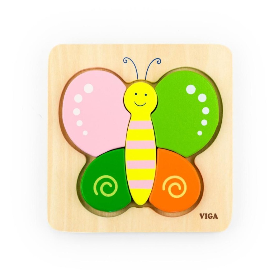 Wooden Toys Viga Puzzles | Mini Block Puzzle-Butterfly