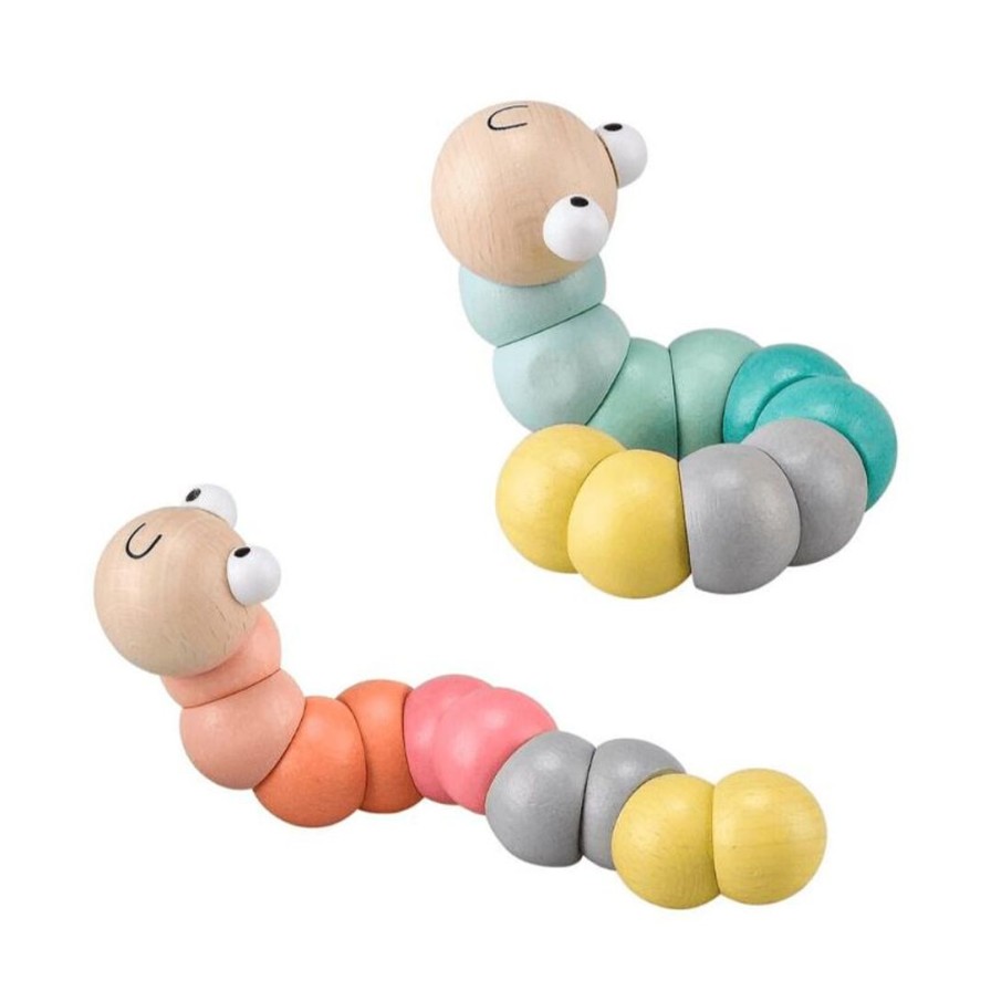 Wooden Toys Kaper Kidz Fine Motor Skills | Pastel Bendy Worm