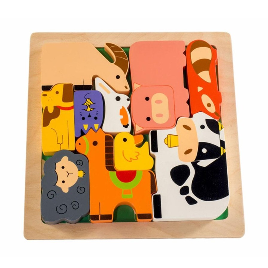 Wooden Toys Kiddie Connect Animals | On The Farm Chunky Puzzle