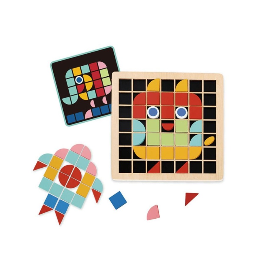 Wooden Toys Tooky Toy Shapes & Colours | Mosaic Wooden Board And Tiles