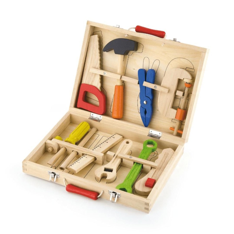 Wooden Toys Viga Fine Motor Skills | Wooden Tool Box-10 Pieces