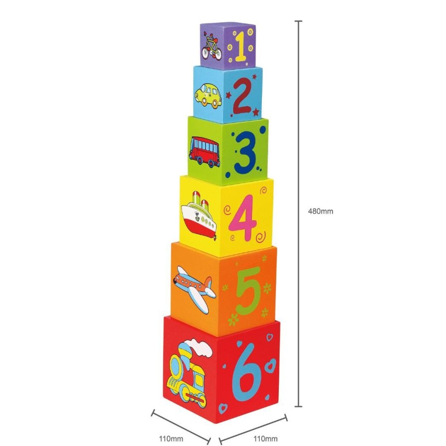 Wooden Toys Viga Building Blocks | Colourful Nesting & Stacking Cubes