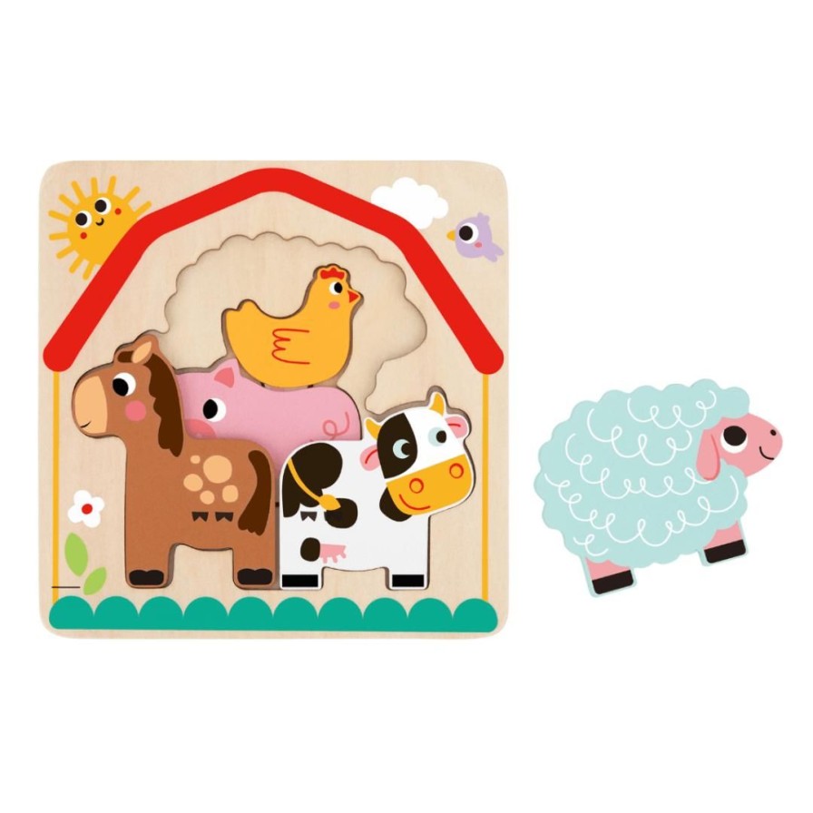 Wooden Toys Tooky Toy Puzzles | Wooden Layered Farm Animal Puzzle