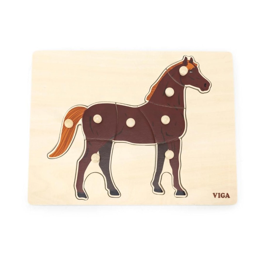 Wooden Toys Viga Animals | Montessori Wooden Puzzle-Horse