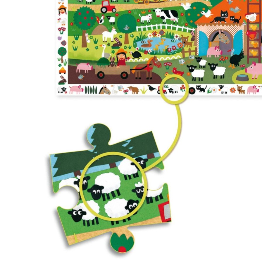 Wooden Toys Djeco Shapes & Colours | Farm Observation Puzzle-35 Pieces