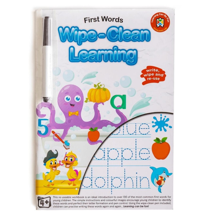 Wooden Toys ed.vantage Fine Motor Skills | Wipe-Clean Learning Book-First Words