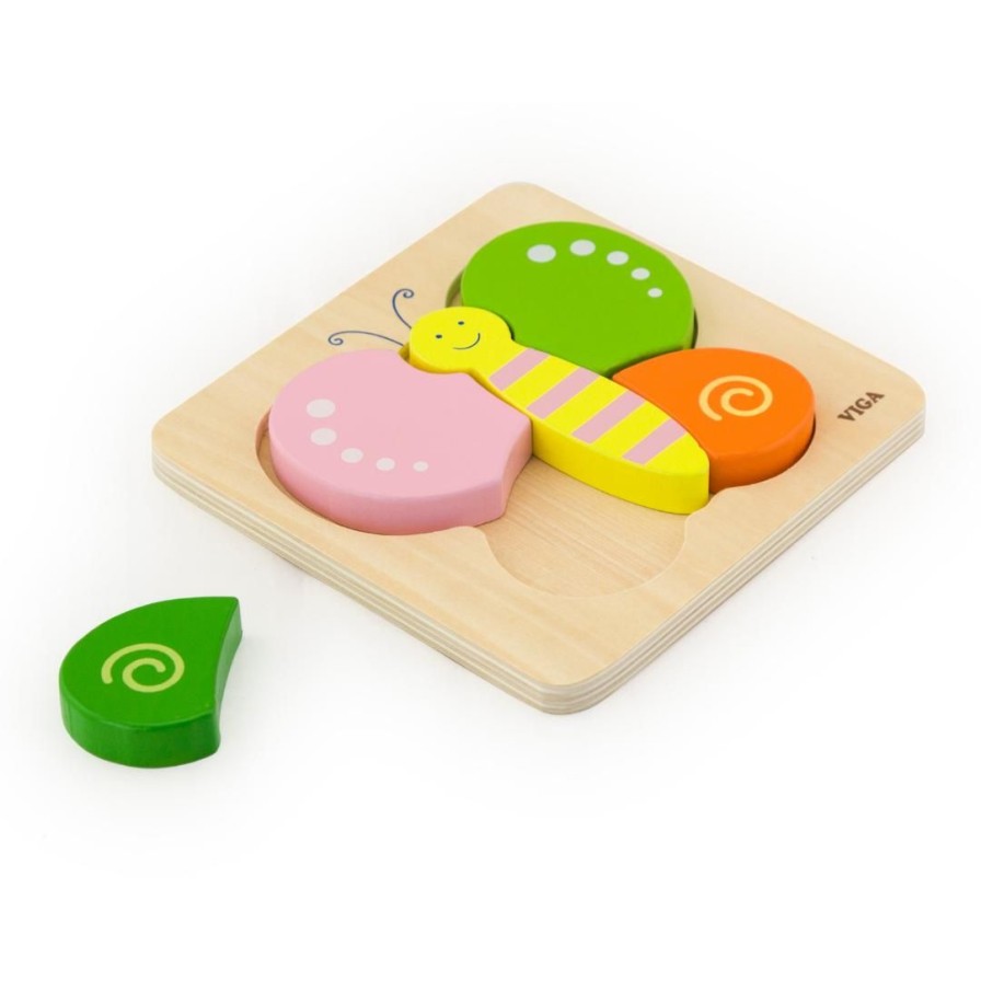 Wooden Toys Viga Baby & Toddler Puzzles | Mini Block Puzzle-Butterfly